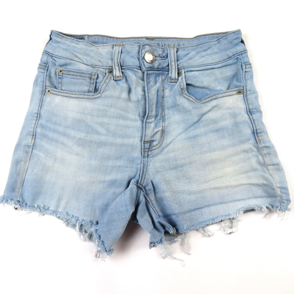 AMERICAN EAGLE Ne(x)t Level Stretch X cut-off Hi Rise Shortie jean shorts